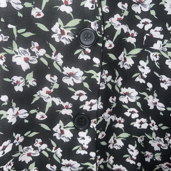 Lucca Couture& Wildfang Jacket (Oversized) Large Black Floral Print Button Down - Picture 5 of 10